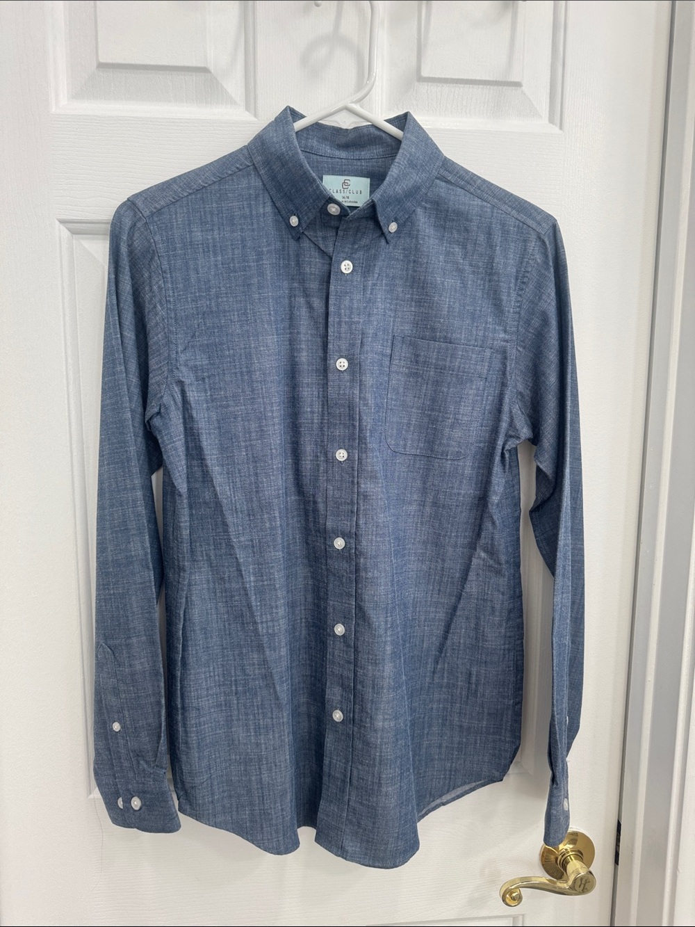 Class Club  Boy’s Chambray Button-Down Shirt - Blue